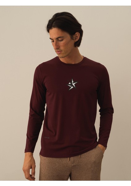 Erkek Bordo Modal Dokulu Slim Fit Uzun Kollu Tişört fiyatları