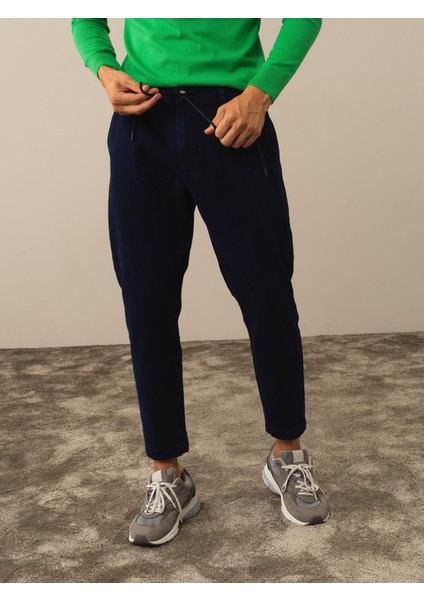 Erkek Lacivert Pamuk Dokulu Regular Fit Jogger Pantolon modelleri