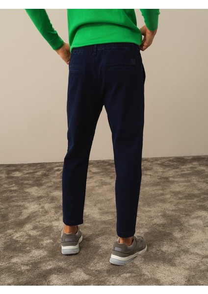 Erkek Lacivert Pamuk Dokulu Regular Fit Jogger Pantolon fırsatları