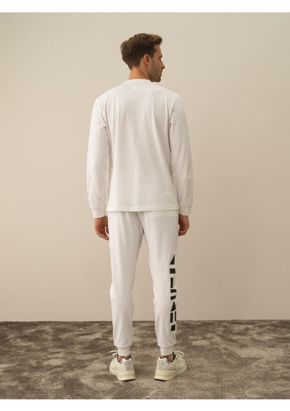 Erkek Kırık Beyaz Pamuk Dokulu Regular Fit Uzun Kollu Tişört fırsatları