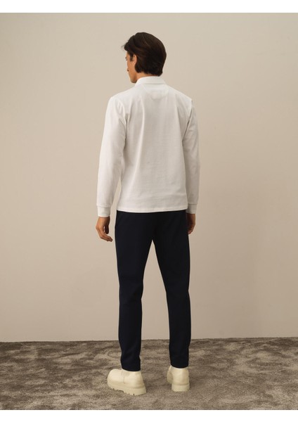 Erkek Kırık Beyaz Pamuk Dokulu Regular Fit Uzun Kollu Tişört fırsatları