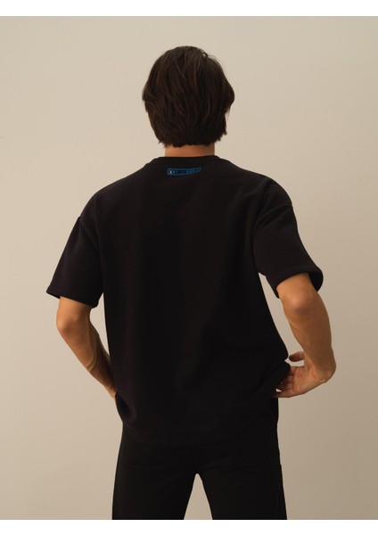 Erkek Siyah Pamuk Dokulu Oversize Tişört modelleri