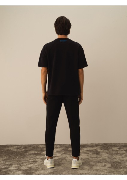Erkek Siyah Pamuk Dokulu Oversize Tişört fırsatları