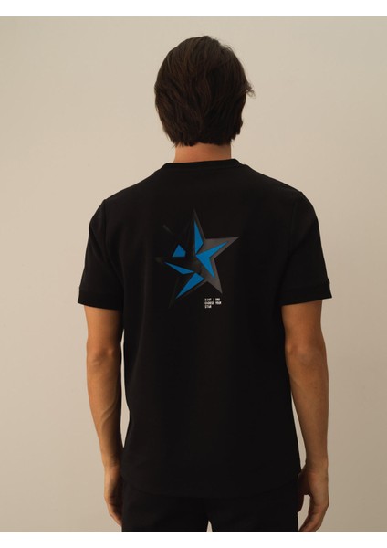 Erkek Siyah Pamuk Dokulu Regular Fit Tişört modelleri