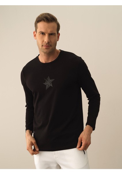 Erkek Siyah Modal Dokulu Slim Fit Uzun Kollu Tişört fiyatları