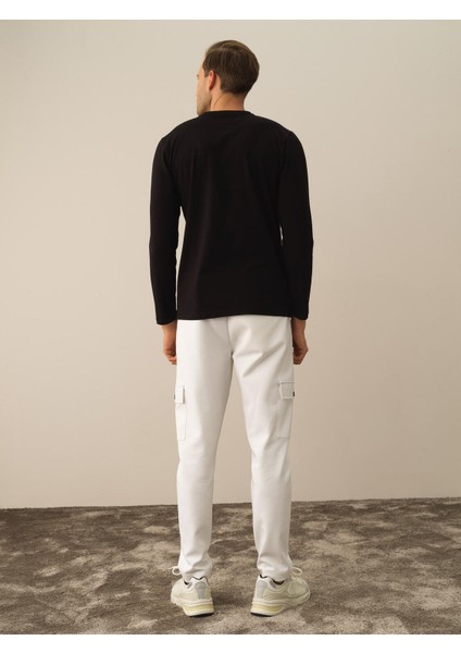 Erkek Siyah Modal Dokulu Slim Fit Uzun Kollu Tişört fırsatları