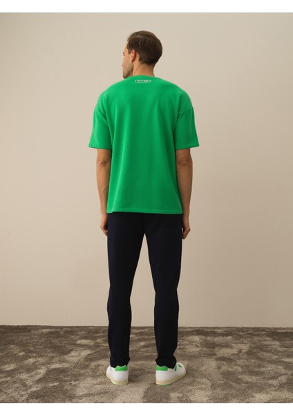 Erkek Yeşil Pamuk Dokulu Oversize Tişört indirimleri