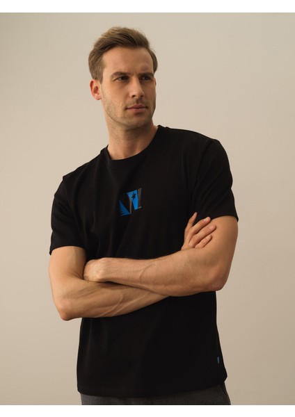 Erkek Siyah Pamuk Dokulu Regular Fit Tişört fiyatları