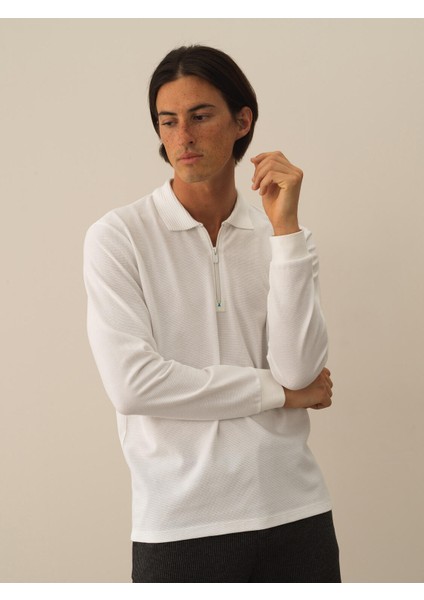 Erkek Kırık Beyaz Pamuk Dokulu Regular Fit Uzun Kollu Tişört fiyatları