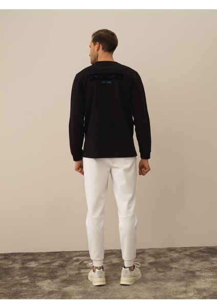 Erkek Siyah Pamuk Dokulu Regular Fit Uzun Kollu Tişört fırsatları