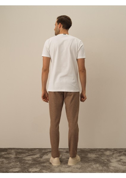 Erkek Ekru Pamuk Dokulu Regular Fit Tişört indirimleri
