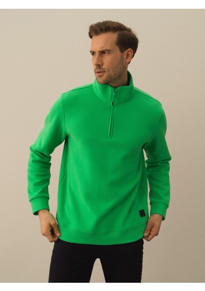 Erkek Yeşil Pamuk Dokulu Regular Fit Sweatshirt fiyatları
