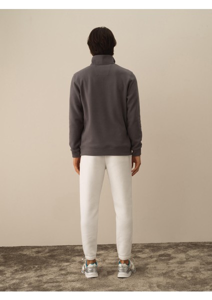 Erkek Koyu Gri Pamuk Dokulu Regular Fit Sweatshirt fırsatları