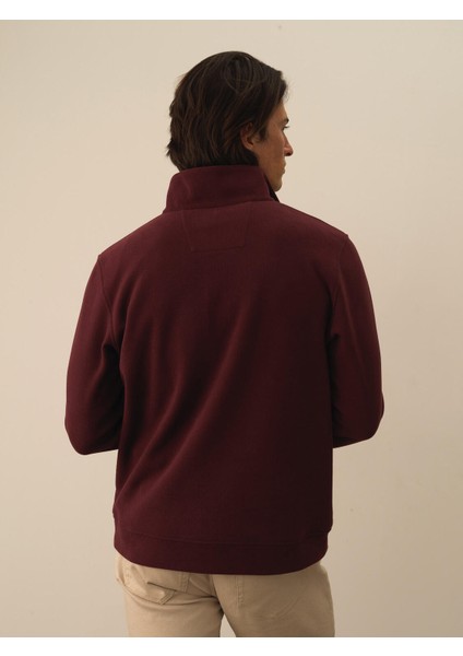 Erkek Bordo Pamuk Dokulu Regular Fit Sweatshirt fırsatları