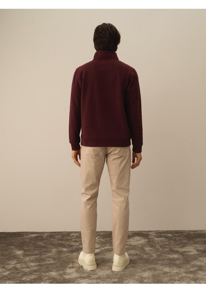 Erkek Bordo Pamuk Dokulu Regular Fit Sweatshirt indirimleri