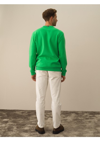 Erkek Yeşil Pamuk Dokulu Regular Fit Sweatshirt indirimleri