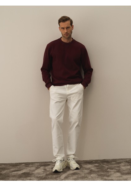 Erkek Bordo Pamuk Dokulu Regular Fit Sweatshirt