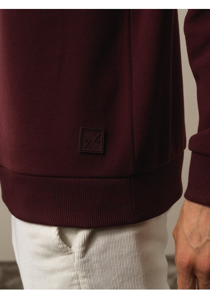 Erkek Bordo Pamuk Dokulu Regular Fit Sweatshirt modelleri