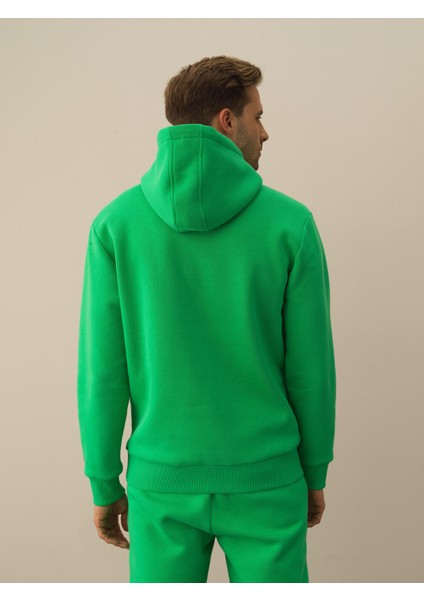 Erkek Yeşil Pamuk Dokulu Regular Fit Sweatshirt fırsatları