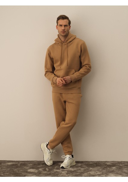 Erkek Camel Pamuk Dokulu Regular Fit Sweatshirt