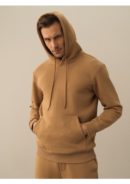 Erkek Camel Pamuk Dokulu Regular Fit Sweatshirt modelleri