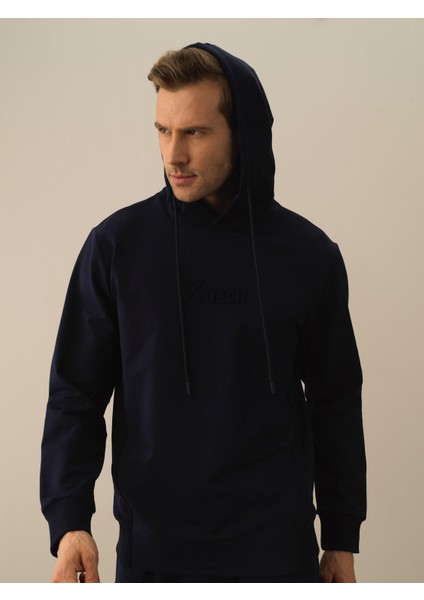 Erkek Lacivert Pamuk Dokulu Regular Fit Sweatshirt modelleri
