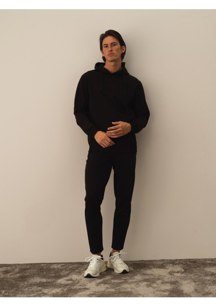 Erkek Siyah Pamuk Dokulu Regular Fit Sweatshirt
