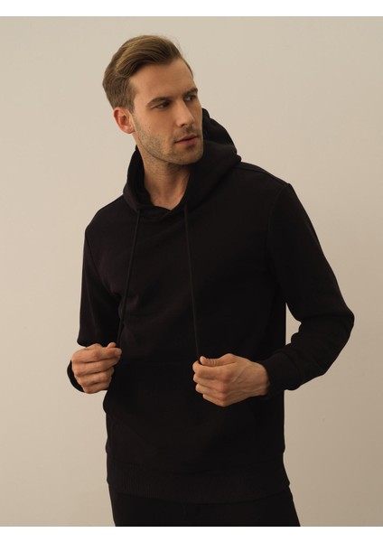 Erkek Siyah Pamuk Dokulu Regular Fit Sweatshirt fiyatları