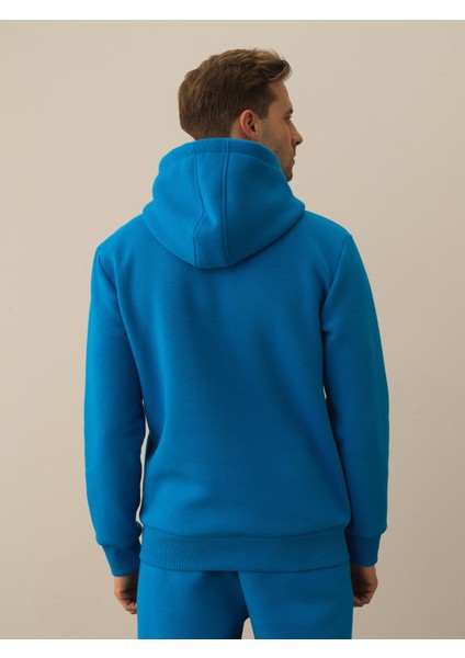 Erkek Mavi Pamuk Dokulu Regular Fit Sweatshirt indirimleri