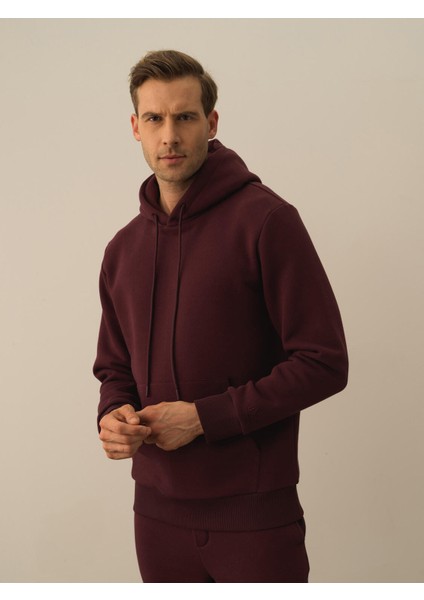 Erkek Bordo Pamuk Dokulu Regular Fit Sweatshirt fiyatları