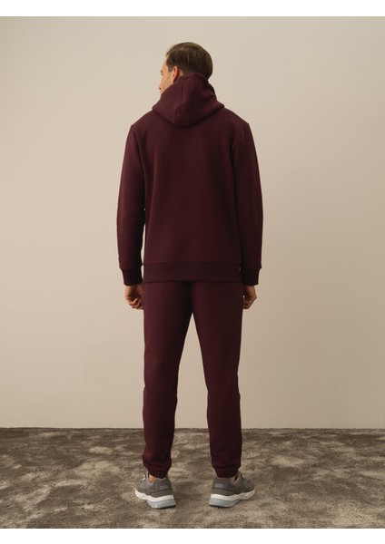 Erkek Bordo Pamuk Dokulu Regular Fit Sweatshirt fırsatları