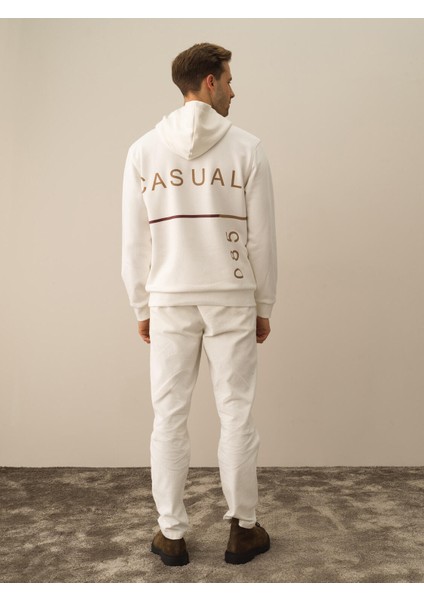 Erkek Ekru Pamuk Dokulu Regular Fit Sweatshirt fırsatları