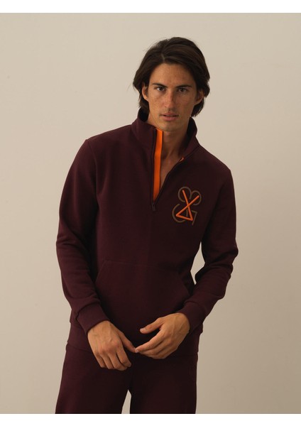 Erkek Bordo Pamuk Dokulu Regular Fit Sweatshirt fiyatları