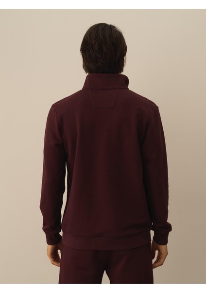 Erkek Bordo Pamuk Dokulu Regular Fit Sweatshirt fırsatları