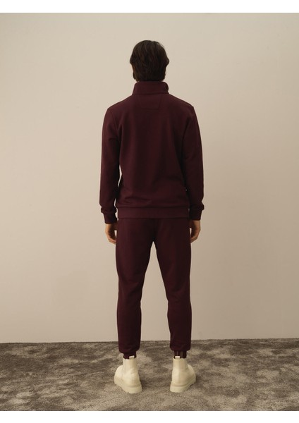 Erkek Bordo Pamuk Dokulu Regular Fit Sweatshirt indirimleri