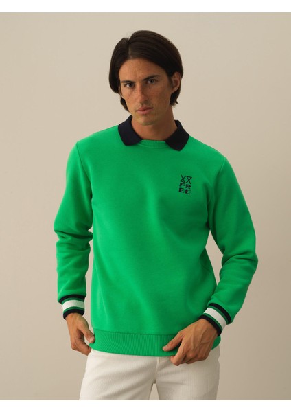 Erkek Yeşil Pamuk Dokulu Regular Fit Sweatshirt fiyatları