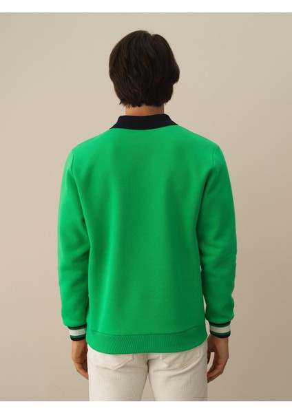 Erkek Yeşil Pamuk Dokulu Regular Fit Sweatshirt indirimleri