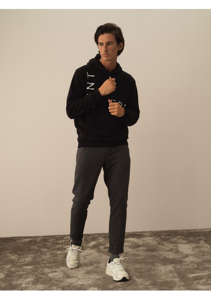 Erkek Siyah Pamuk Dokulu Regular Fit Sweatshirt