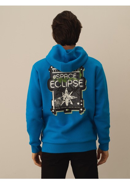 Erkek Mavi Pamuk Dokulu Regular Fit Sweatshirt fırsatları