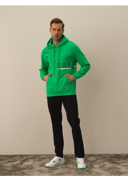 Erkek Yeşil Pamuk Dokulu Regular Fit Sweatshirt