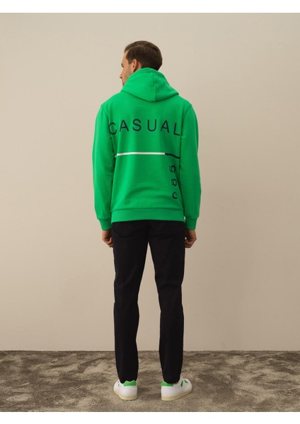 Erkek Yeşil Pamuk Dokulu Regular Fit Sweatshirt indirimleri