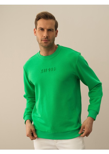Erkek Yeşil Pamuk Dokulu Regular Fit Sweatshirt fiyatları