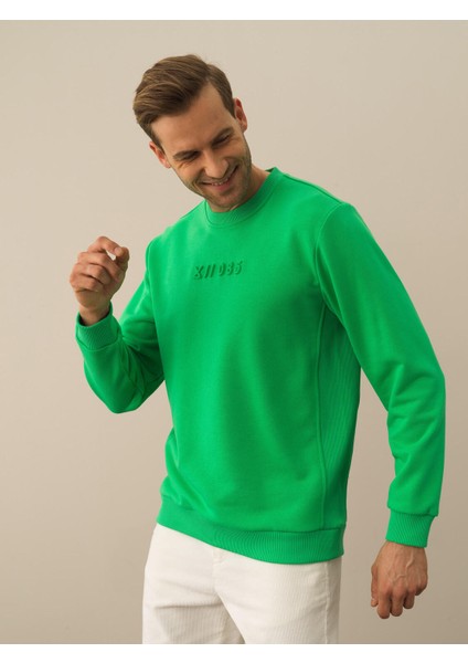 Erkek Yeşil Pamuk Dokulu Regular Fit Sweatshirt modelleri
