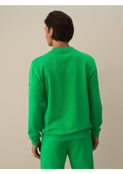 Erkek Yeşil Pamuk Dokulu Regular Fit Sweatshirt modelleri