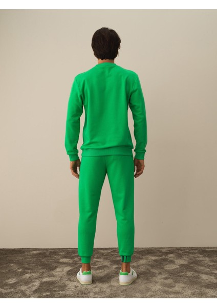 Erkek Yeşil Pamuk Dokulu Regular Fit Sweatshirt fırsatları