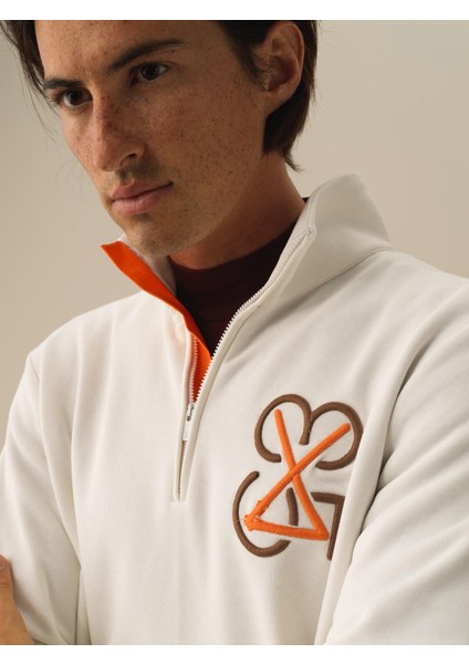 Erkek Ekru Pamuk Dokulu Regular Fit Sweatshirt fiyatları