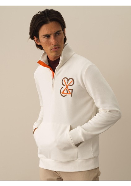 Erkek Ekru Pamuk Dokulu Regular Fit Sweatshirt modelleri