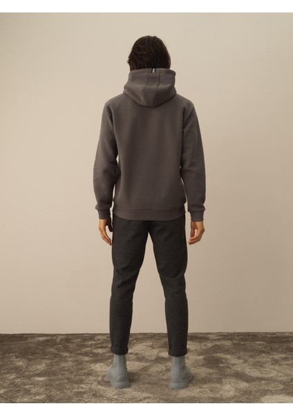 Erkek Koyu Gri Pamuk Dokulu Regular Fit Sweatshirt fırsatları