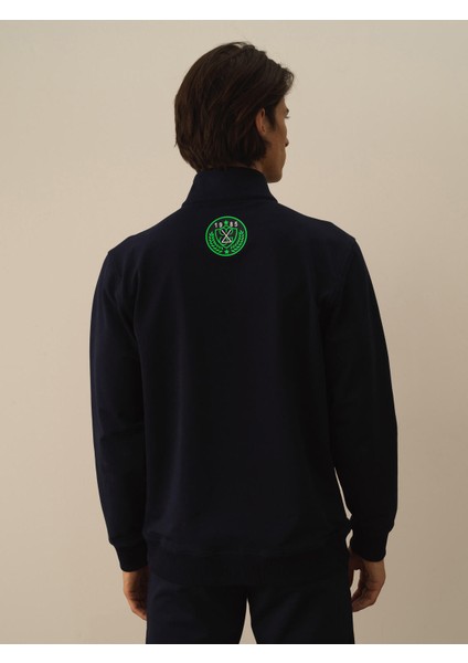 Erkek Lacivert Pamuk Dokulu Regular Fit Sweatshirt fırsatları