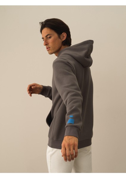 Erkek Koyu Gri Pamuk Dokulu Regular Fit Sweatshirt modelleri